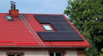 Solar Panels, Red Rooftop
