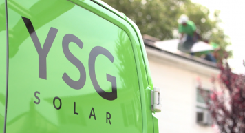 YSG Solar, Back of YSG commercial truck with logo, NY