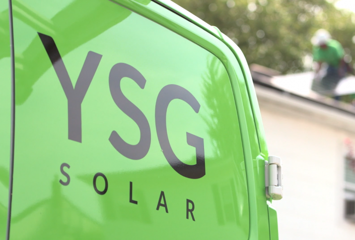 YSG Solar, Back of YSG commercial truck with logo, NY