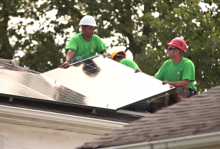 YSG Solar, Crew installing solar panels on a roof, NY