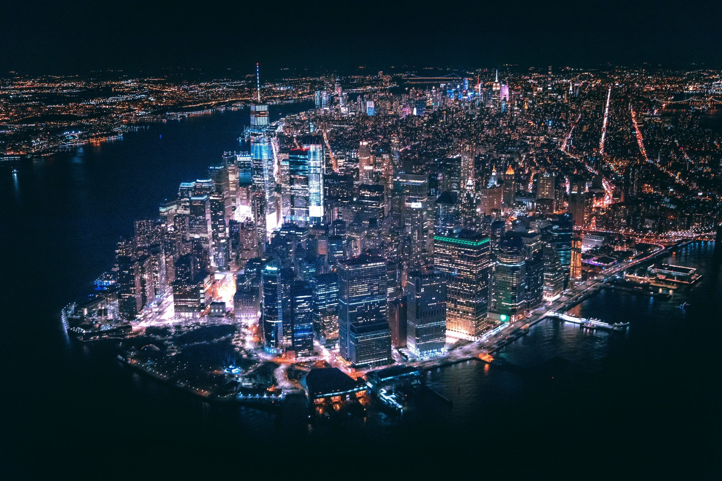 New York City, Aerial View, At Night, YSG Solar
