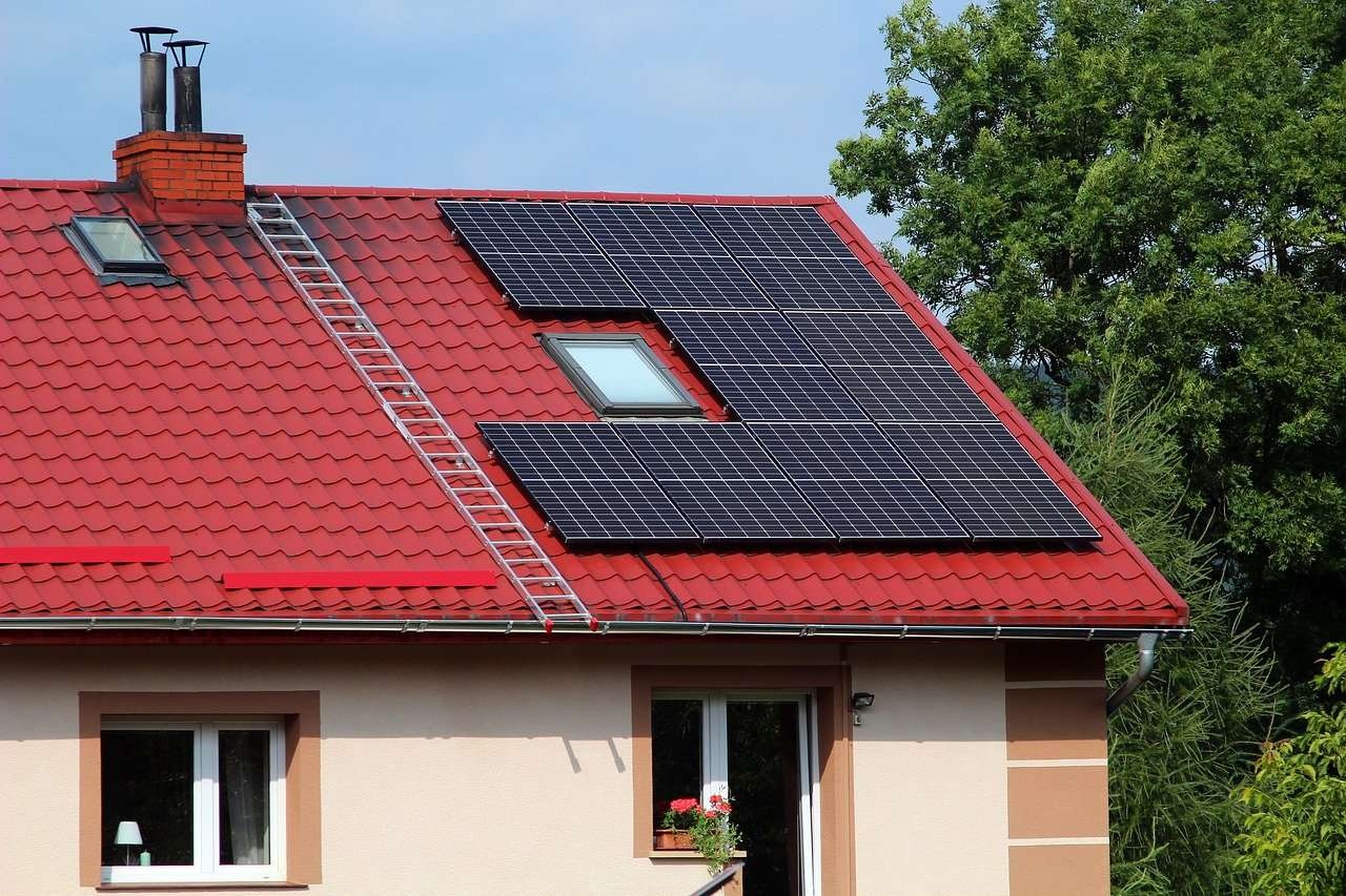 Solar Panels, Red Rooftop